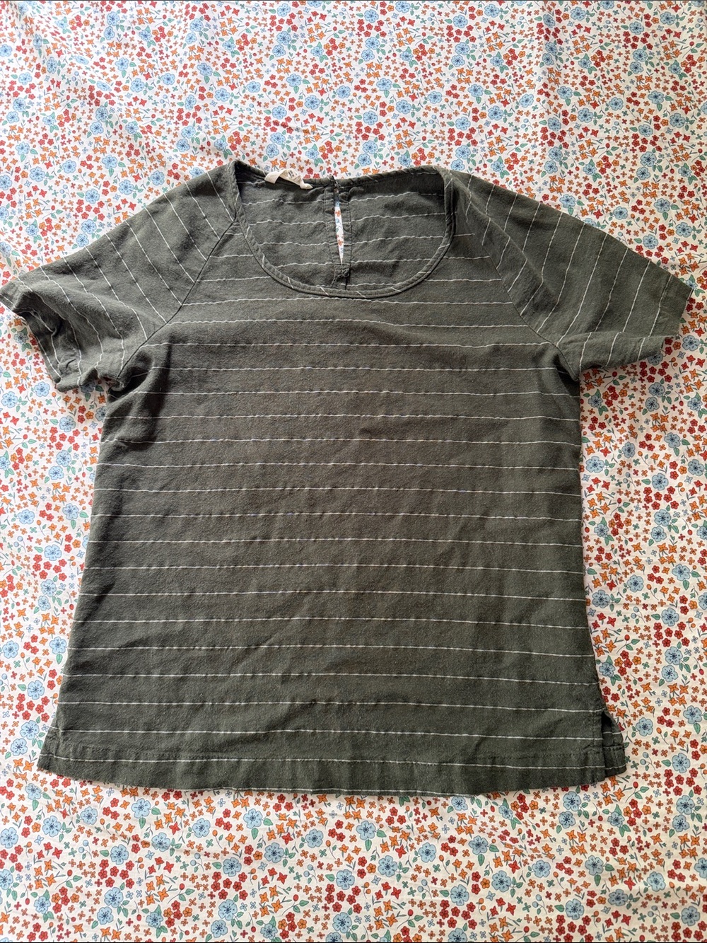 Bridge and Burn Linen Olive Striped Top